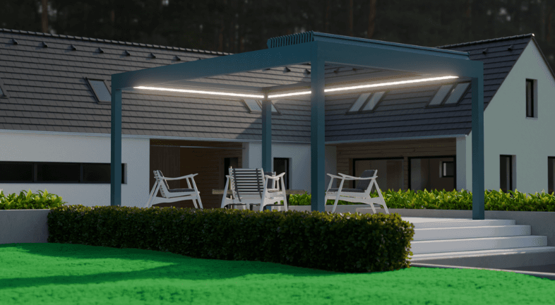 Pergola mit Lamellendach — flexibel zwischen Sonne und Schatten wechseln